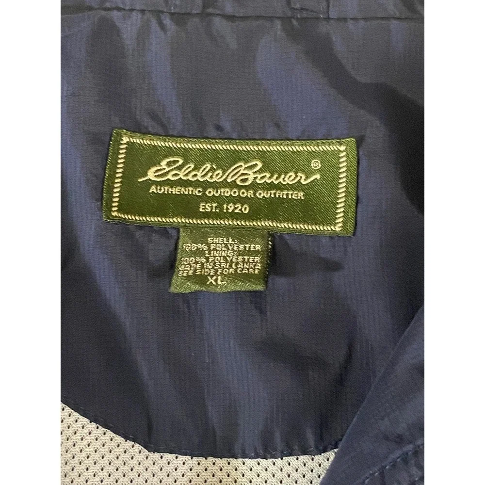Eddie Bauer Mens Navy Blue Ripstop Windbreaker‎ Jacket Mesh Lined XL 22512111
